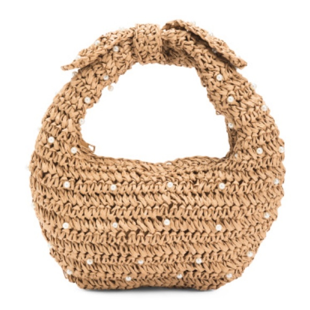 Haute Hippie straw hobo bag with pearls NWT